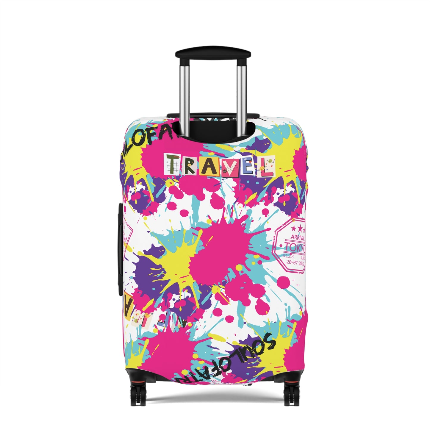 Colorful Travel Luggage Cover - Fun Splash Design for Adventurers