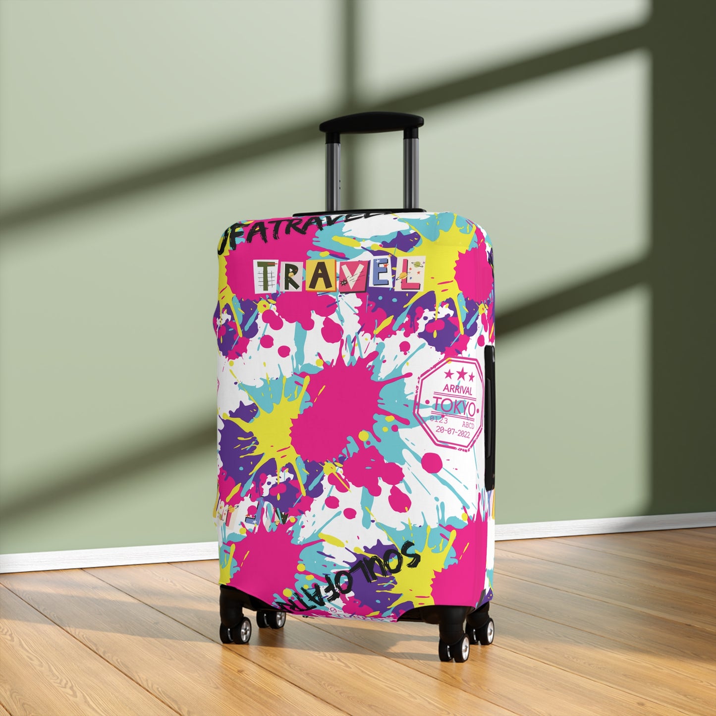 Colorful Travel Luggage Cover - Fun Splash Design for Adventurers