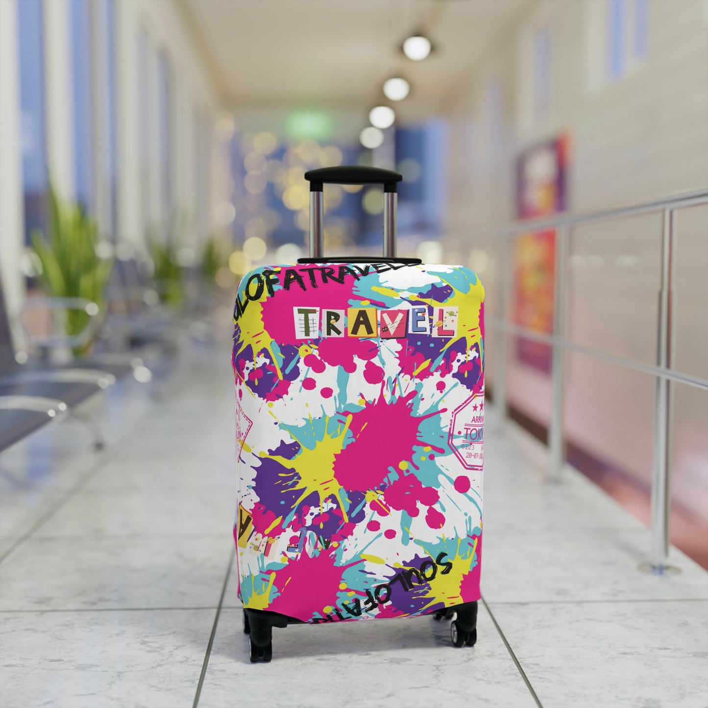 Colorful Travel Luggage Cover - Fun Splash Design for Adventurers