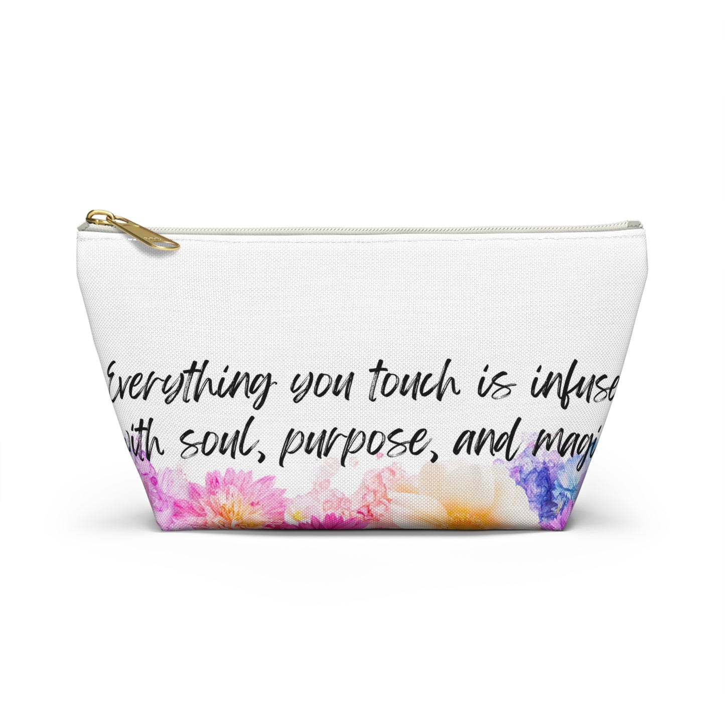 Floral Inspirational Accessory Pouch - Perfect for Creators and Healers