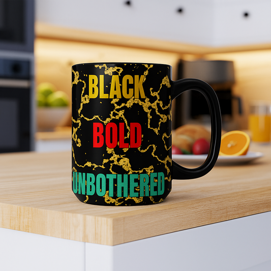 Black Bold Unbothered Mug - Inspirational Coffee Cup for Motivational Immersion, Gift for Friends, Office Decor, Self-Care, Affirmation