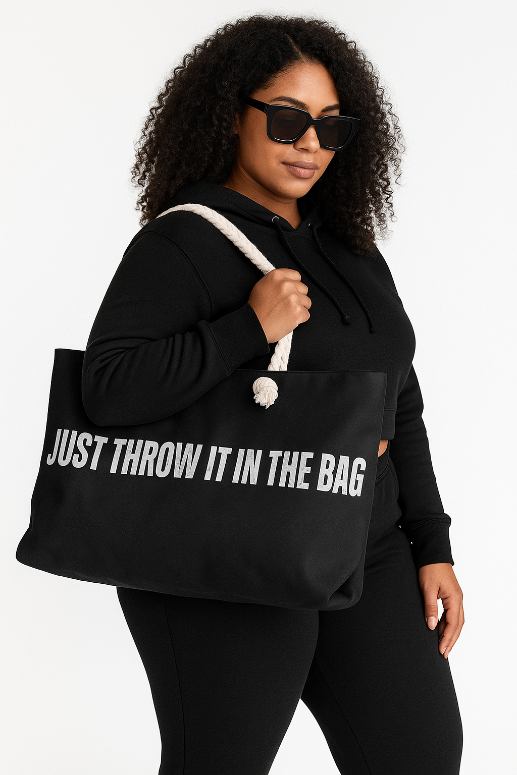 Stylish Weekender Bag for Travel, Beach Tote, Overnight Bag, Gift for Her, Black & Chic Design