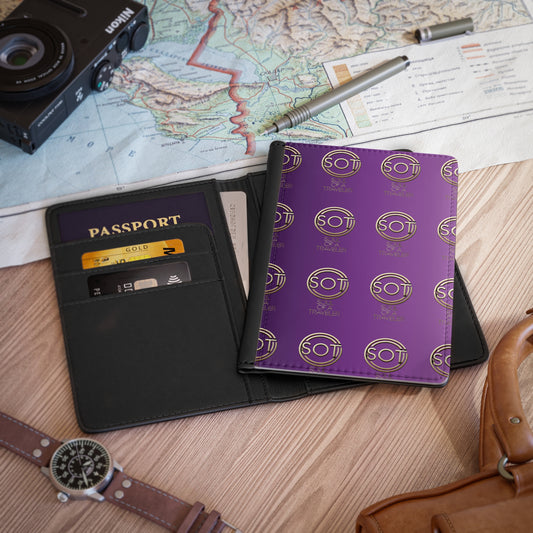 Passport Cover - Purple with Gold Soul of a Traveler Monogram