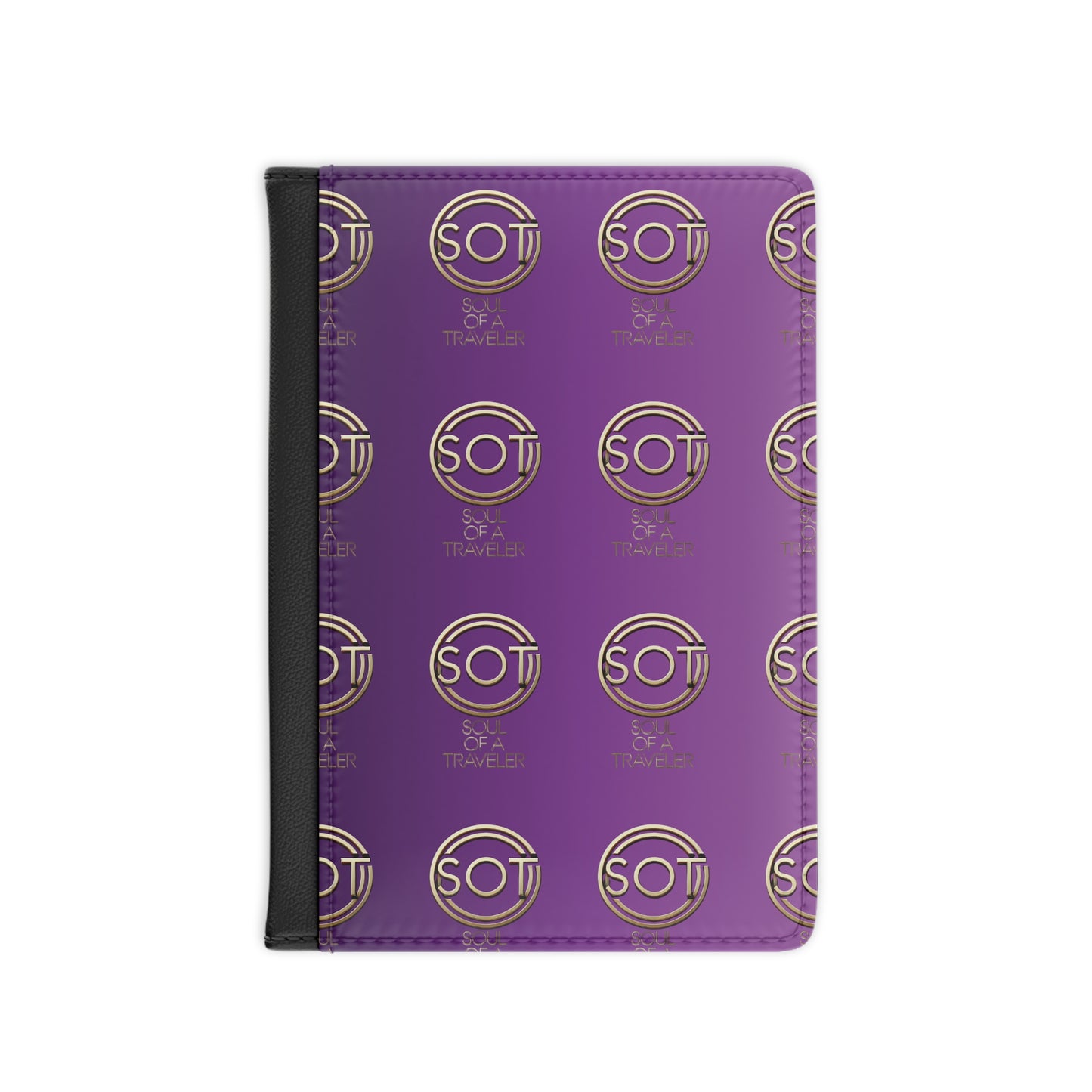 Passport Cover - Purple with Gold Soul of a Traveler Monogram