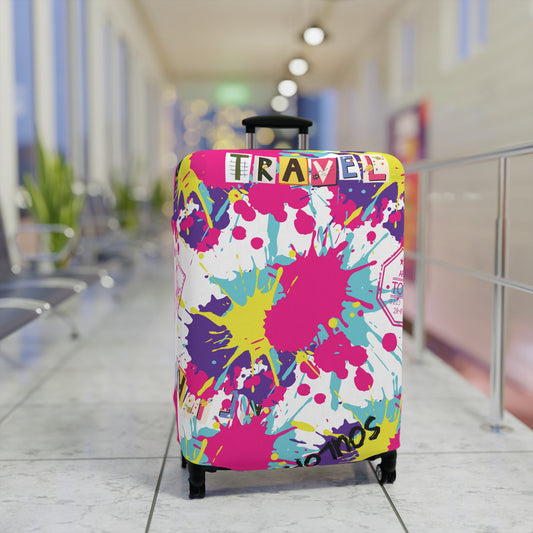 Colorful Travel Luggage Cover - Fun Splash Design for Adventurers