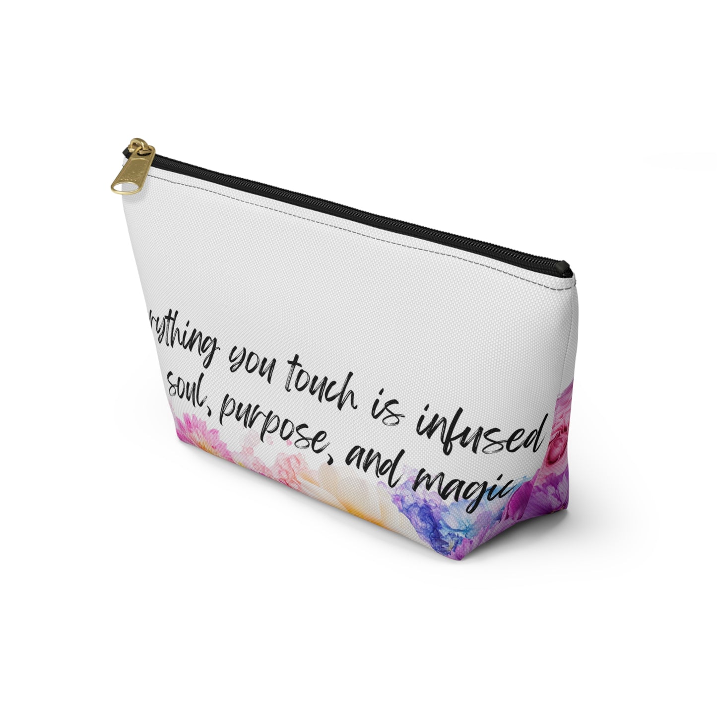 Floral Inspirational Accessory Pouch - Perfect for Creators and Healers