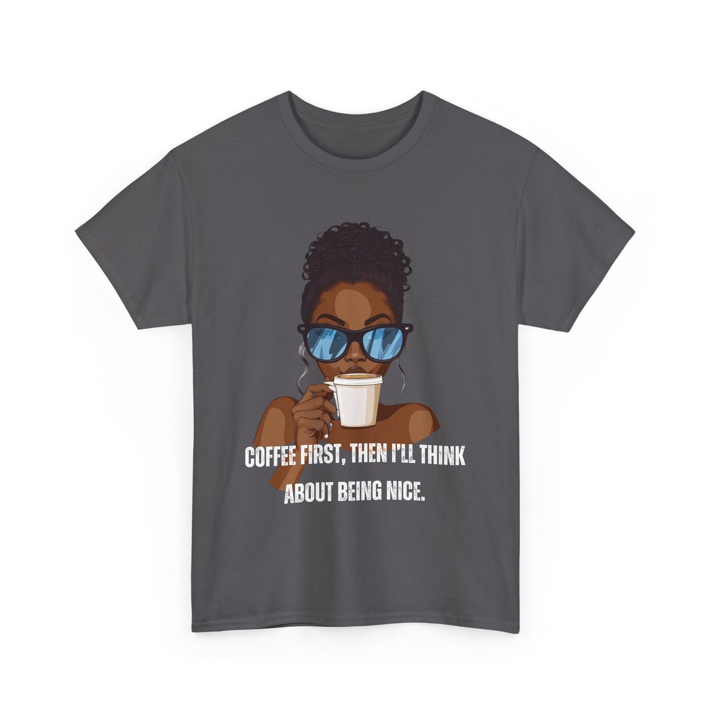 Coffee First Unisex Heavy Cotton Tee - Casual Statement Shirt for Coffee Lovers