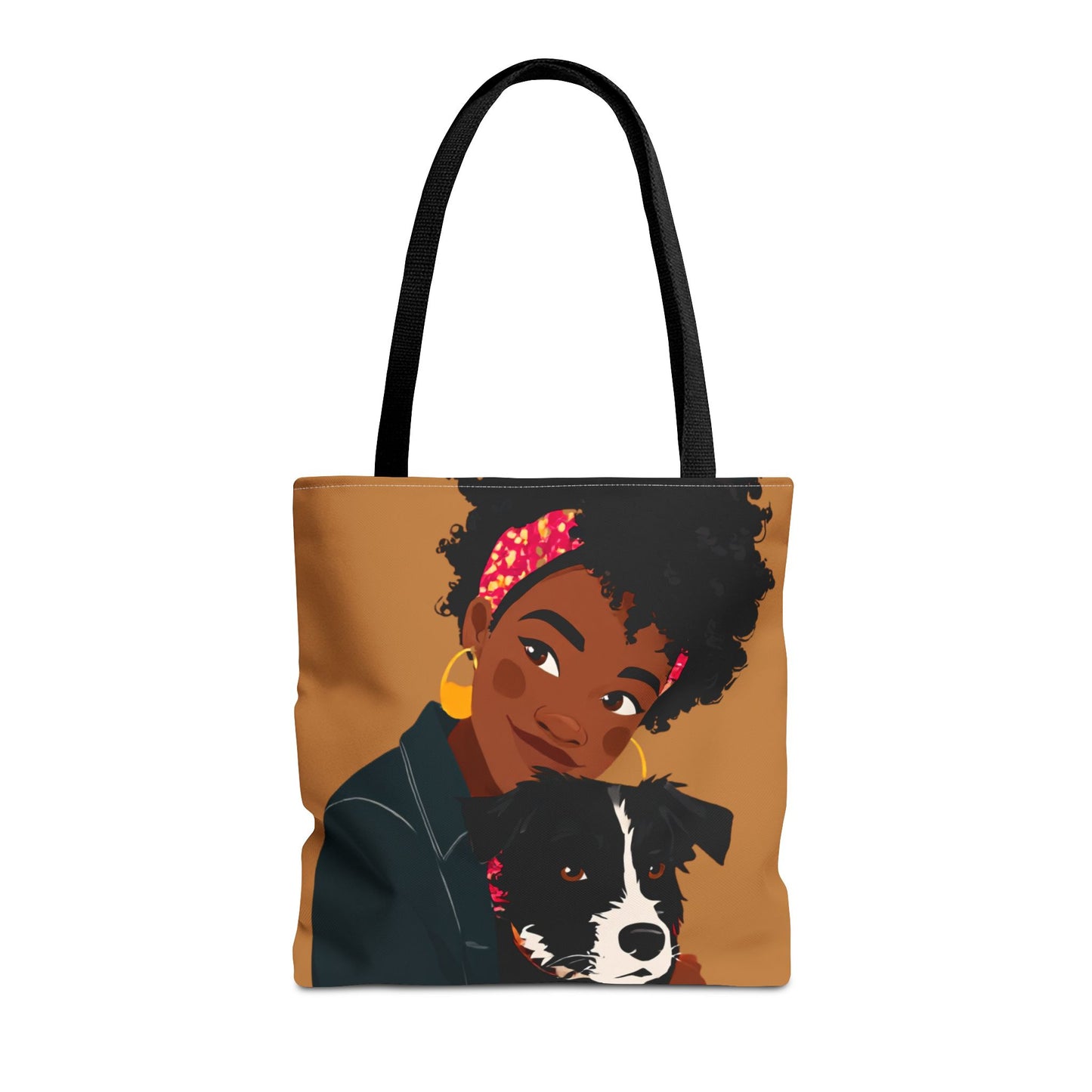 Dog Mom Canvas Tote Bag | Black Woman Illustration | Trendy Pet Lover Gift | Market Bag | Natural Hair Art