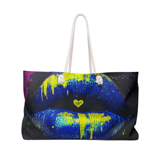 Bold Lip Art Weekender Bag - Colorful Travel Tote for Fashion Lovers